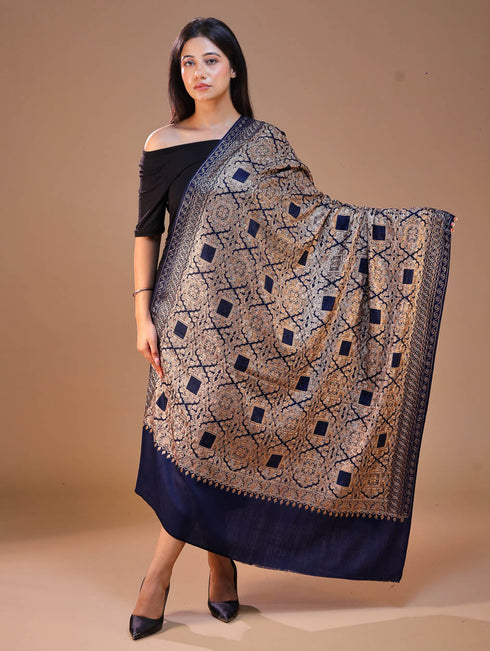 Women's Pure Wool Faux Pashmina Aari Embroidery Shawl